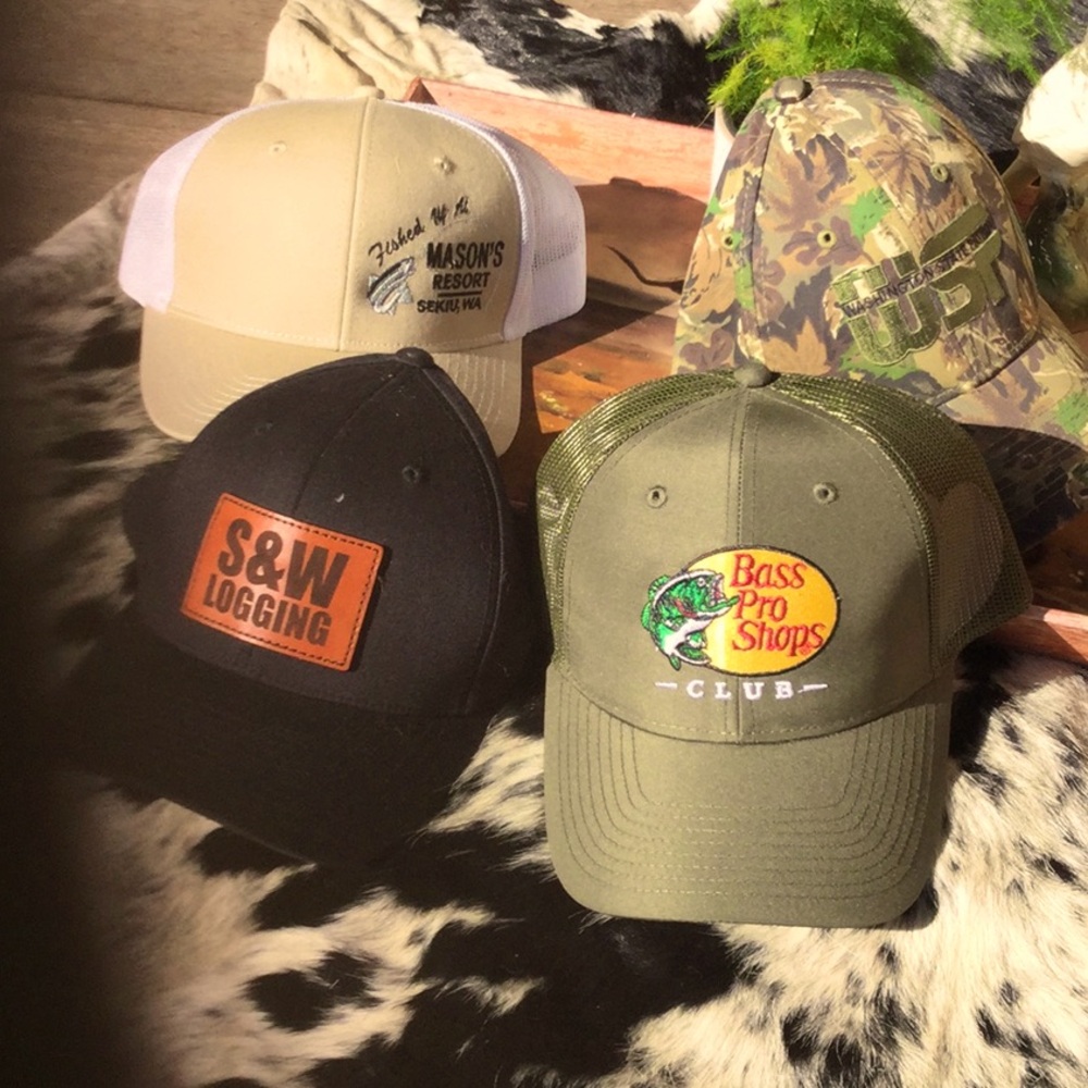 Baseball caps hats logging fishing hunting camo Father’s Day cowgirl barn chore